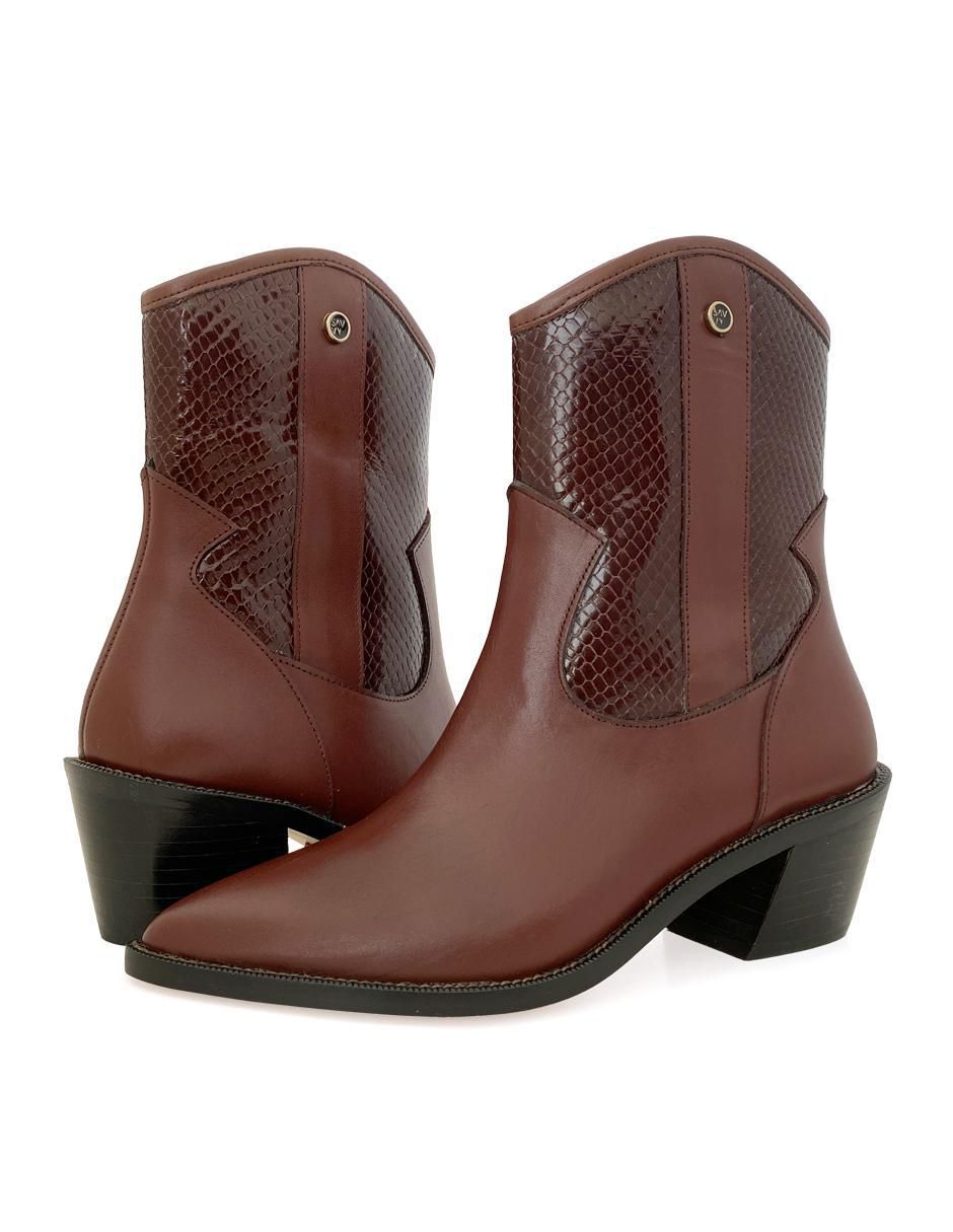 Botín arriba del tobillo Western Couture de piel para mujer 5
