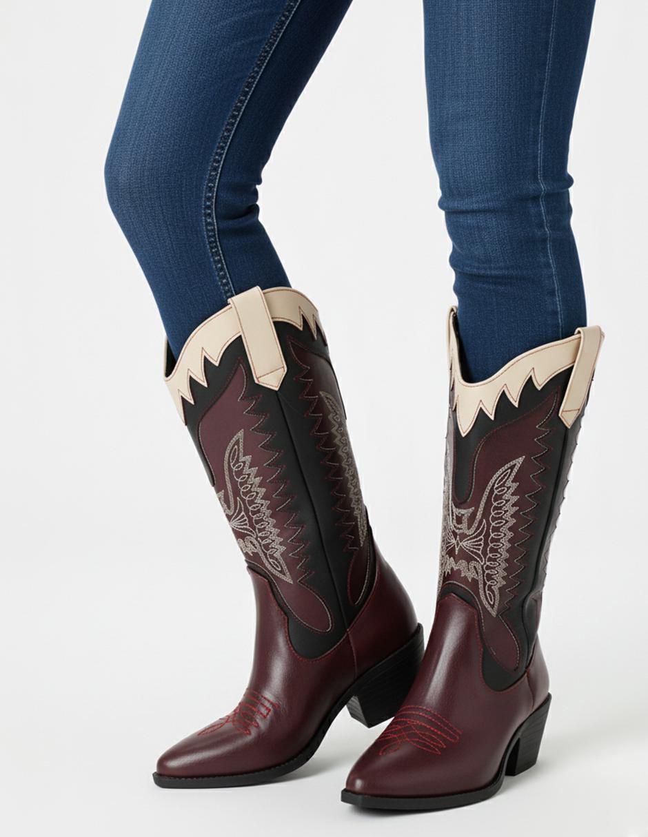 Bota cowboy abajo de la rodilla Kuali Shoes Vaqueras para mujer