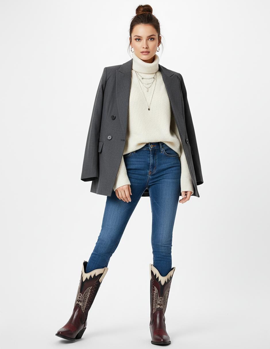 Bota cowboy abajo de la rodilla Kuali Shoes Vaqueras para mujer