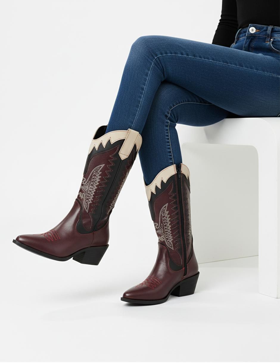 Bota cowboy abajo de la rodilla Kuali Shoes Vaqueras para mujer