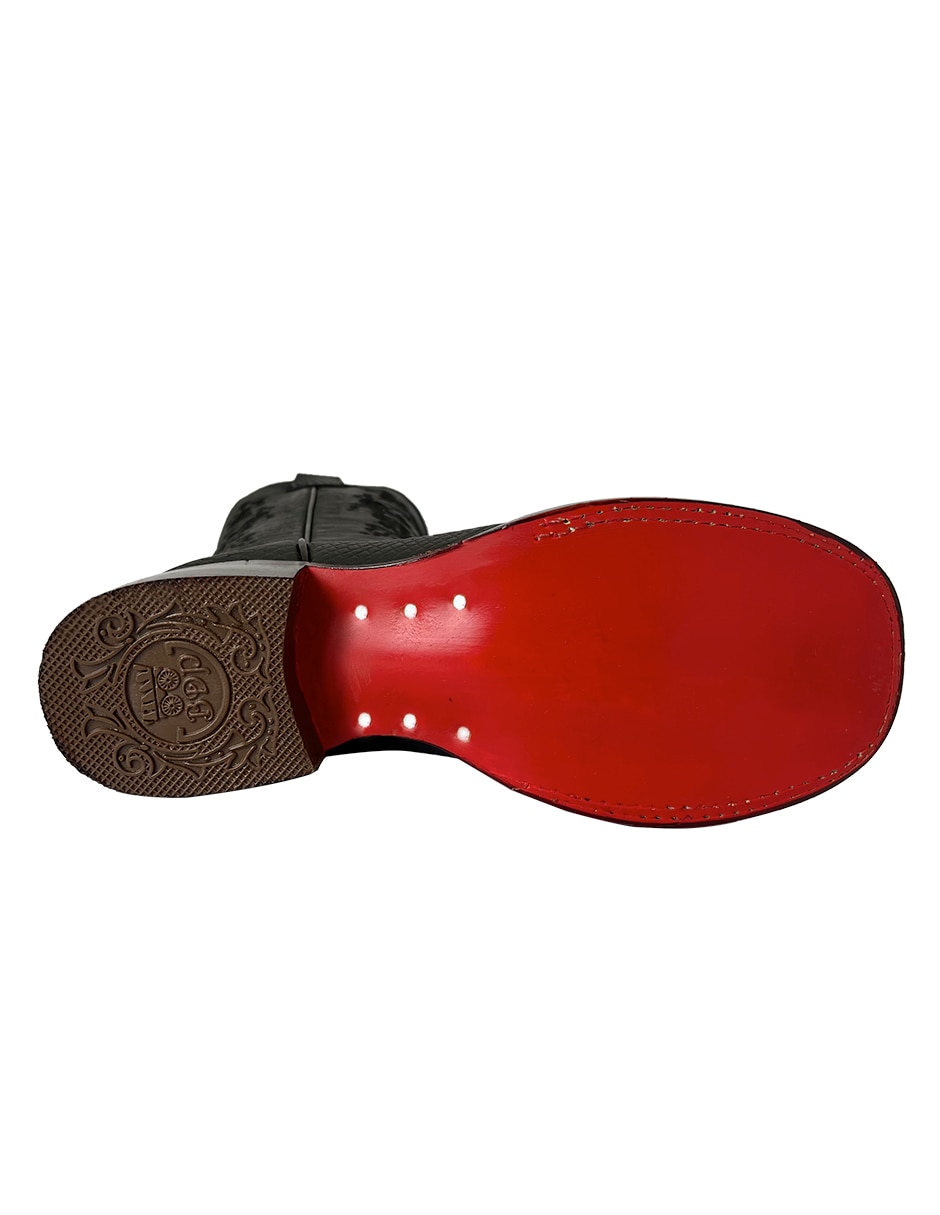 Bota cowboy media pierna de piel para mujer