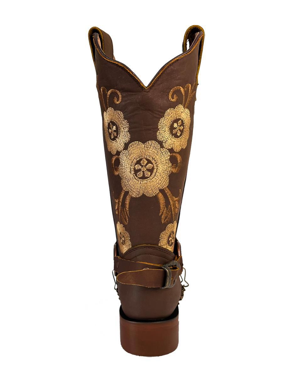 Bota cowboy media pierna de piel para mujer 2