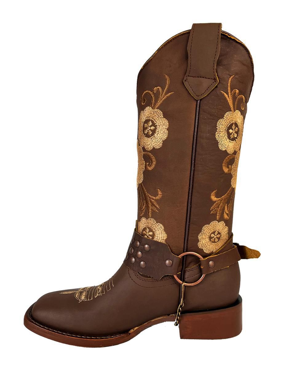 Bota cowboy media pierna de piel para mujer 3