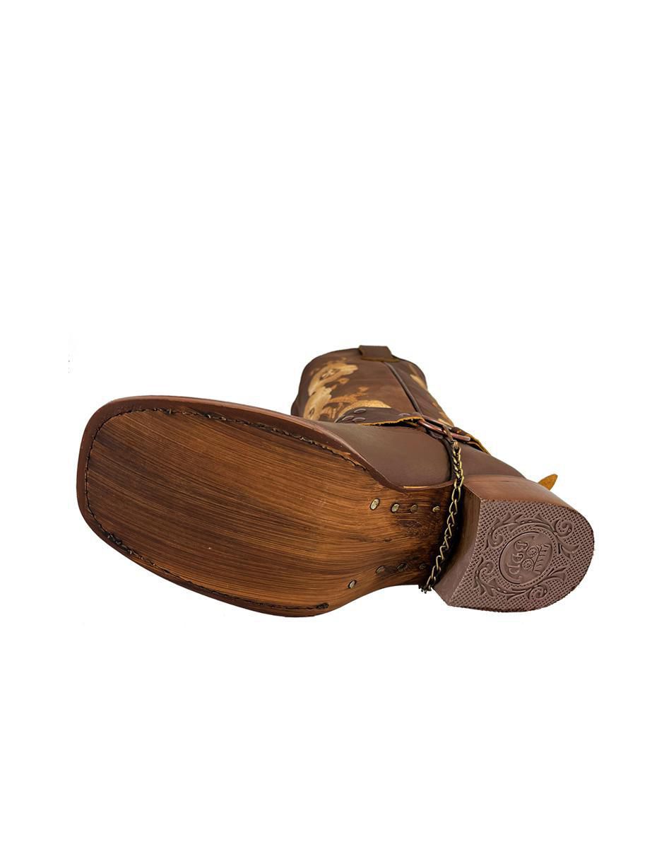 Bota cowboy media pierna de piel para mujer 5