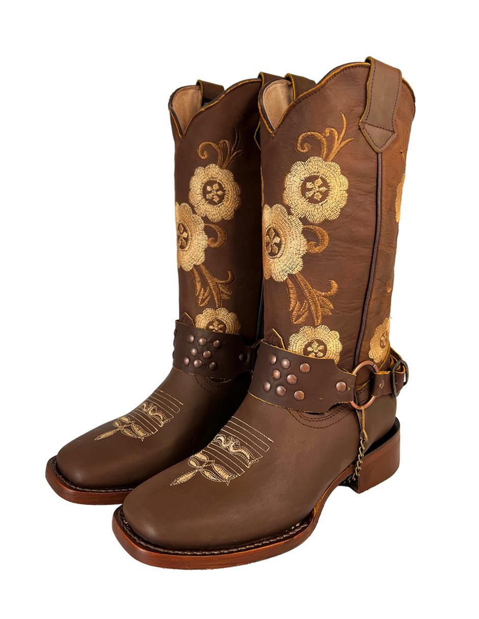 Bota cowboy media pierna de piel para mujer 6
