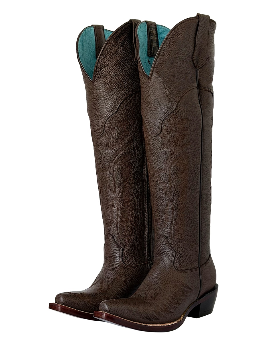 Bota cowboy a la rodilla de piel para mujer 11
