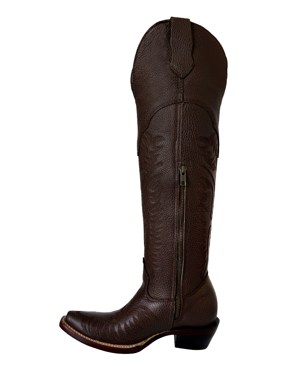 Bota cowboy a la rodilla de piel para mujer 12