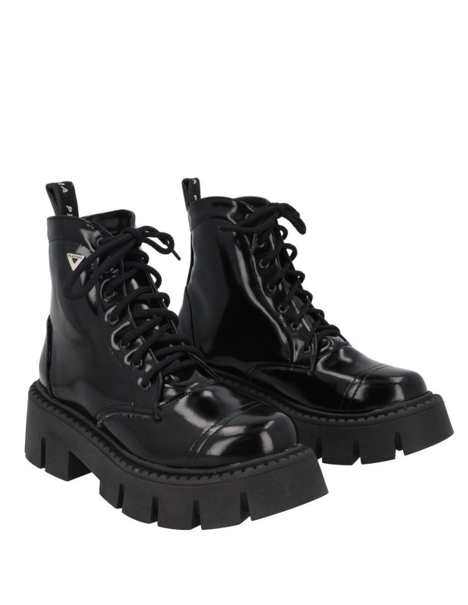 Bota combat al tobillo Platonia Serena de piel para mujer