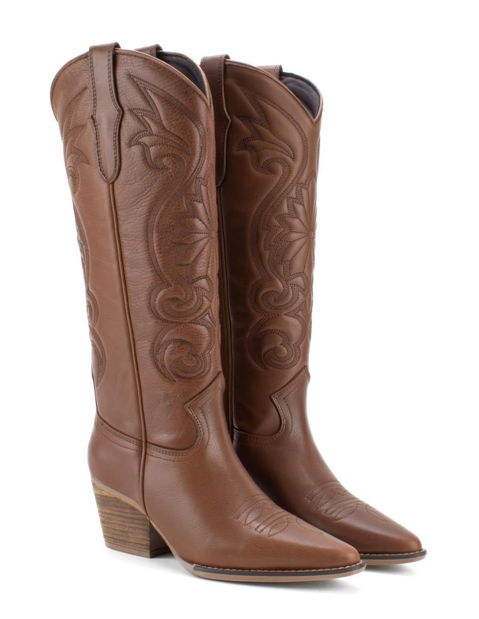 Bota cowboy abajo de la rodilla Walki Shoes de piel para mujer
