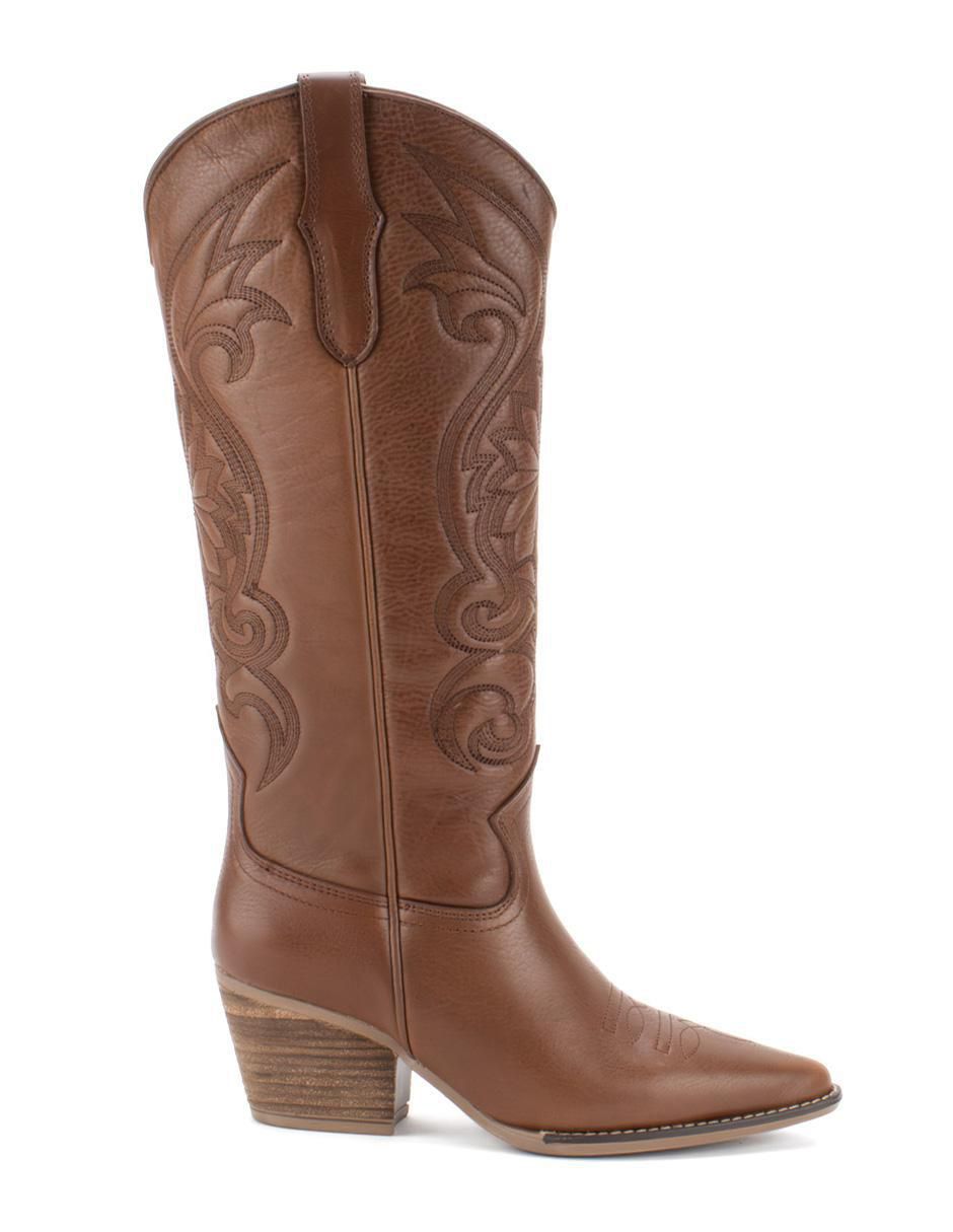 Bota cowboy abajo de la rodilla de piel para mujer Bota cowboy abajo de la rodilla de piel para mujer