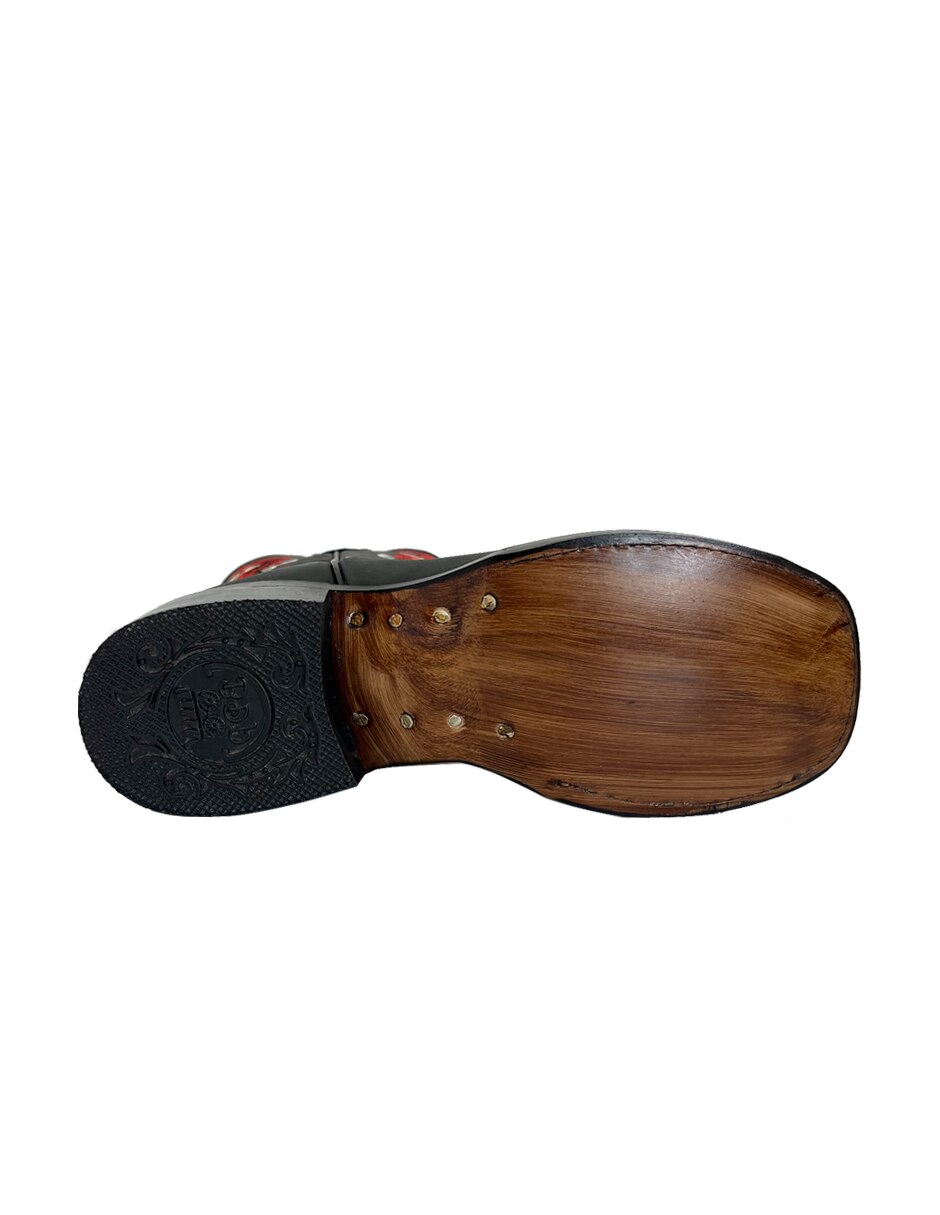 Bota cowboy media pierna de piel para mujer