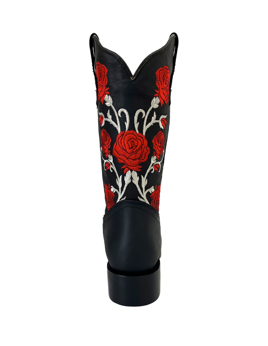 Bota cowboy media pierna de piel para mujer