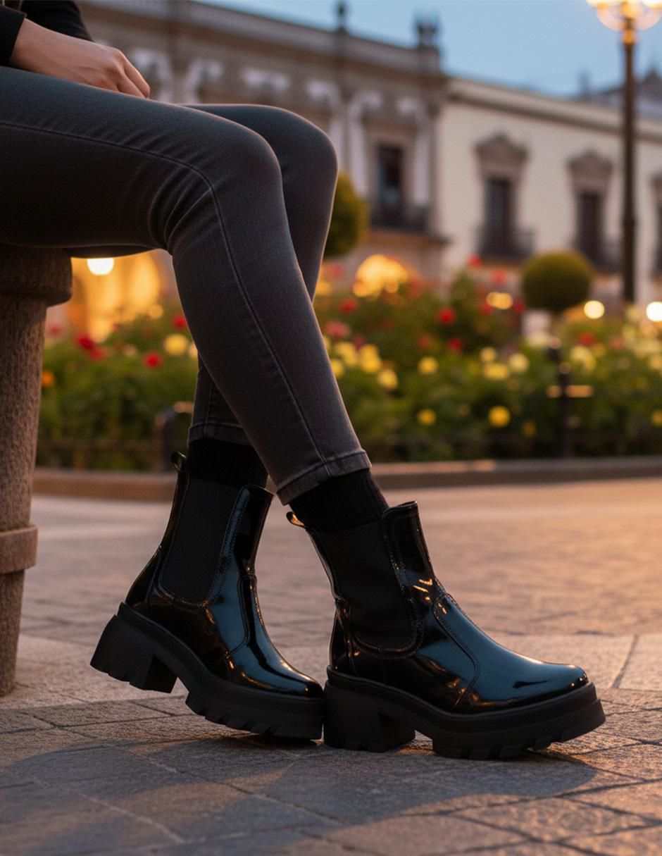 Bota combat arriba del tobillo Unica Chunky para mujer