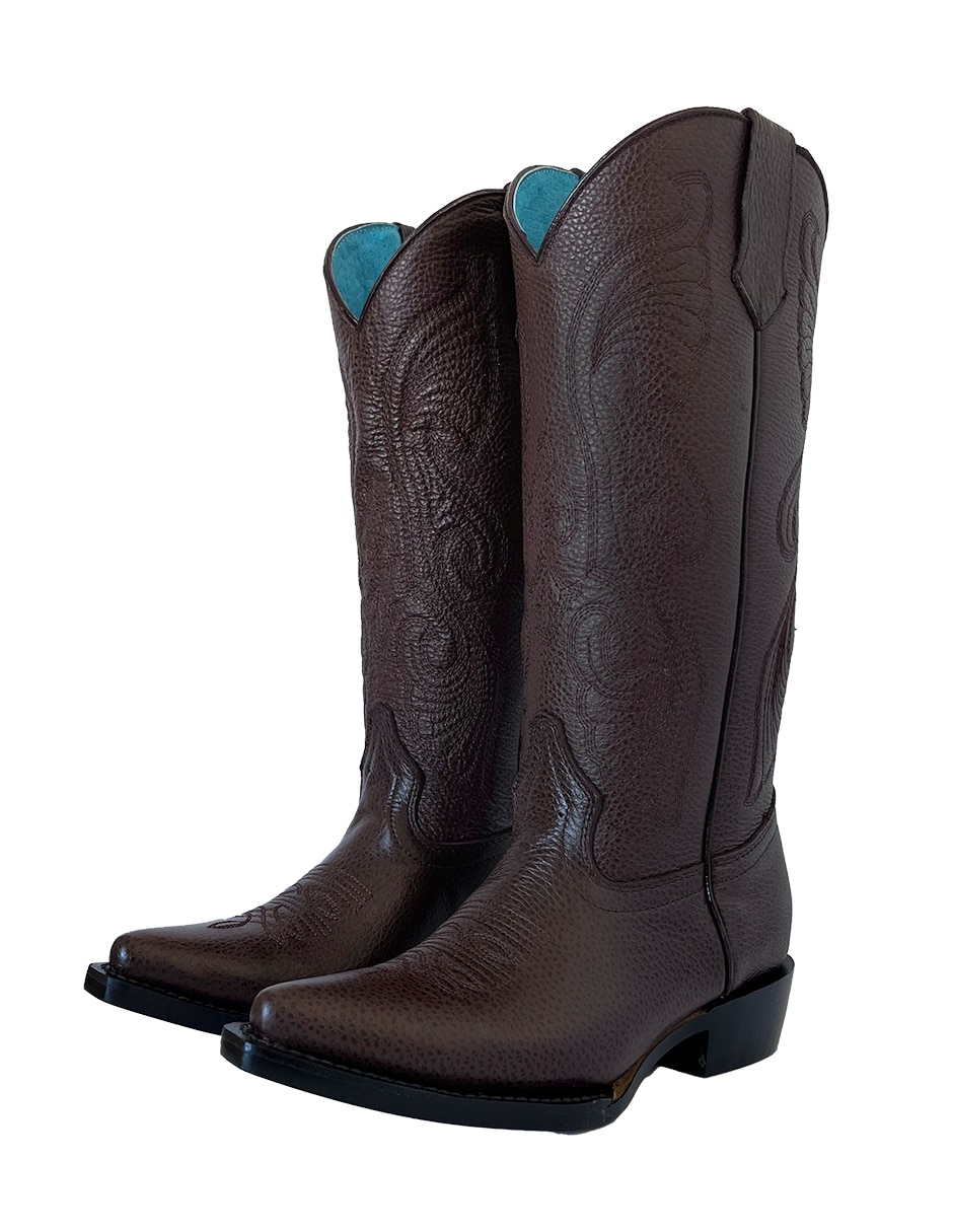 Bota cowboy abajo de la rodilla de piel para mujer 4