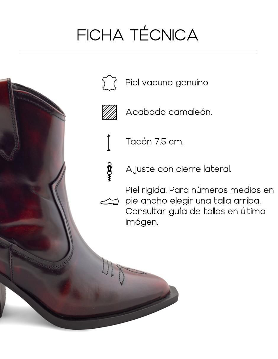 Bota cowboy arriba del tobillo Dasalo de piel para mujer