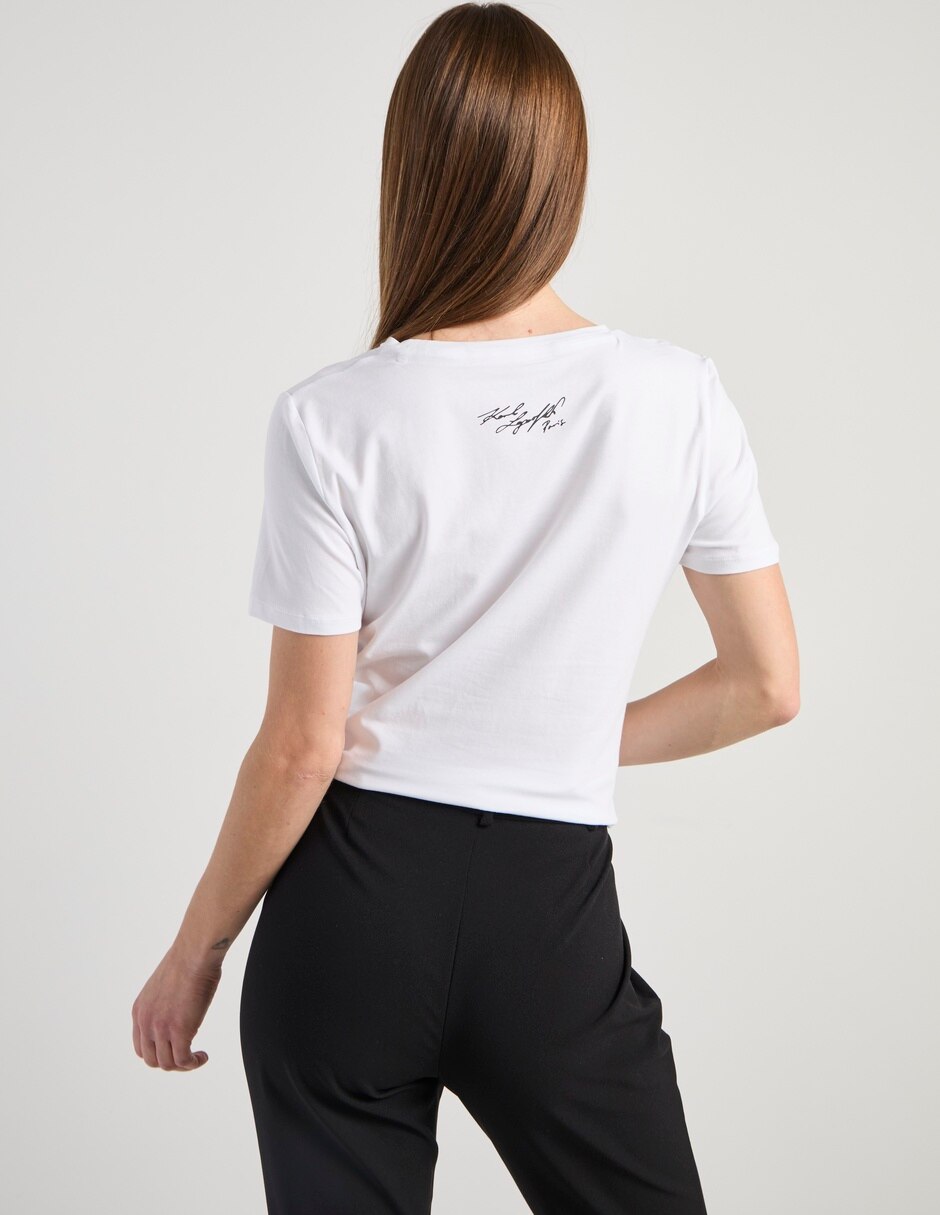 Playera manga corta Karl Lagerfeld Paris cuello redondo para mujer