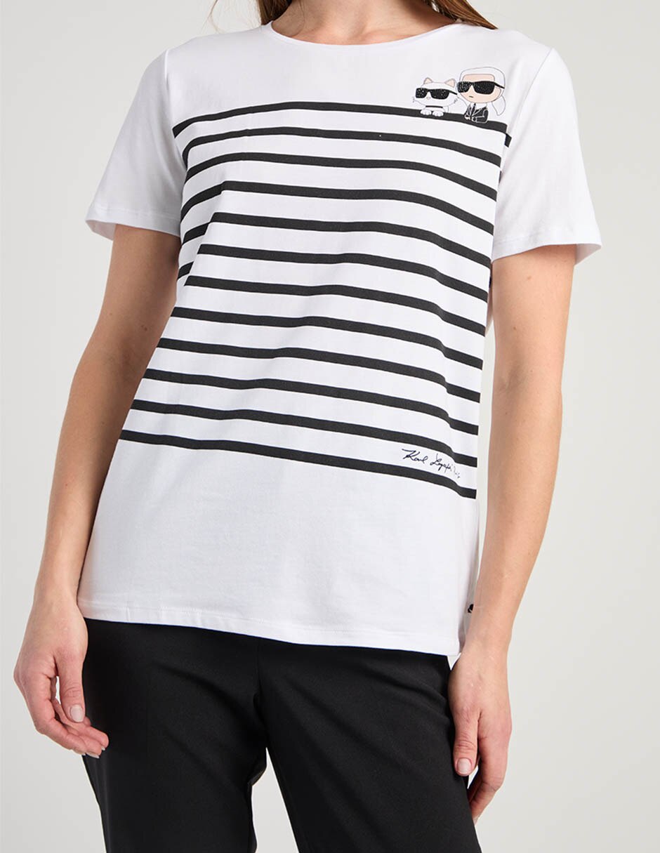 Playera manga corta Karl Lagerfeld Paris cuello redondo para mujer