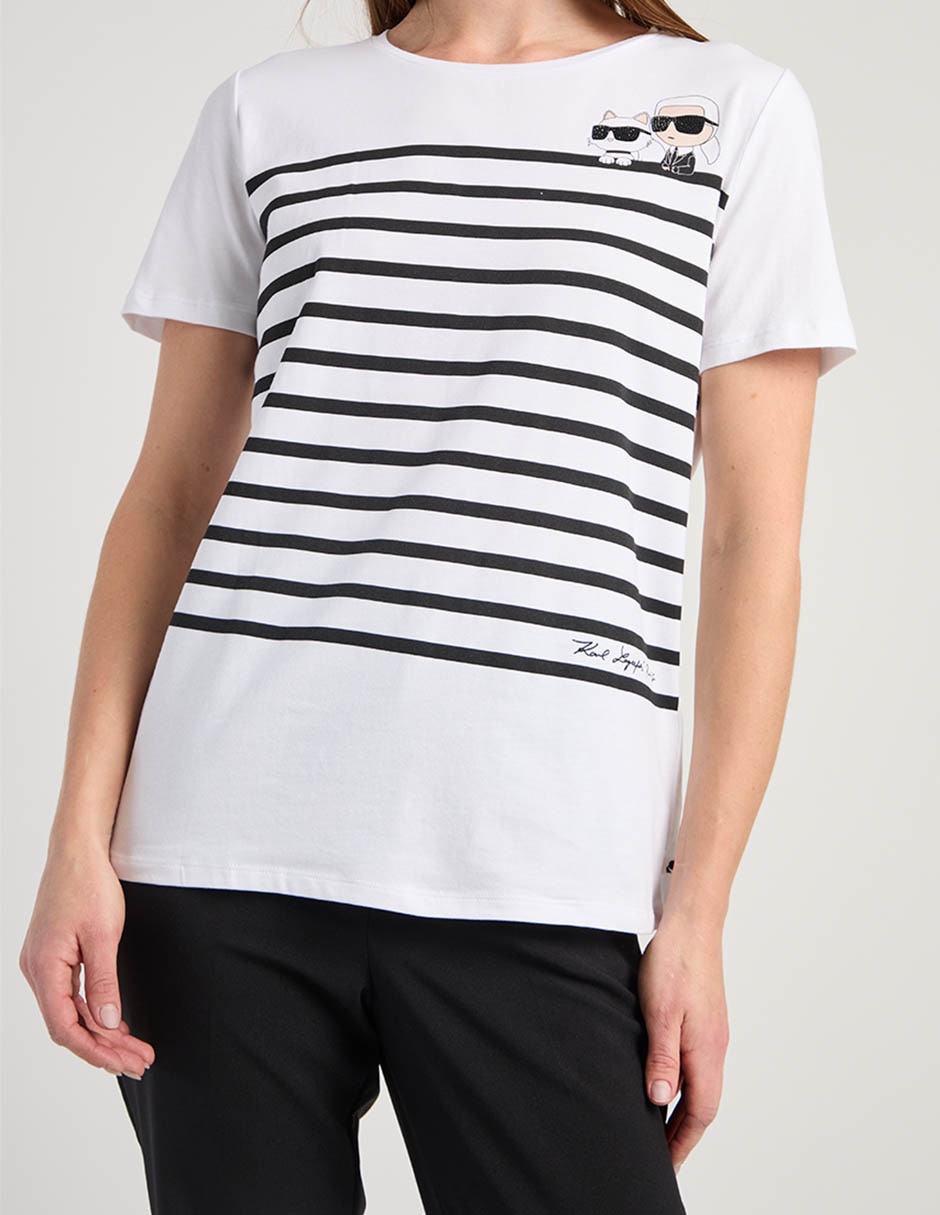 Playera manga corta Karl Lagerfeld Paris cuello redondo para mujer