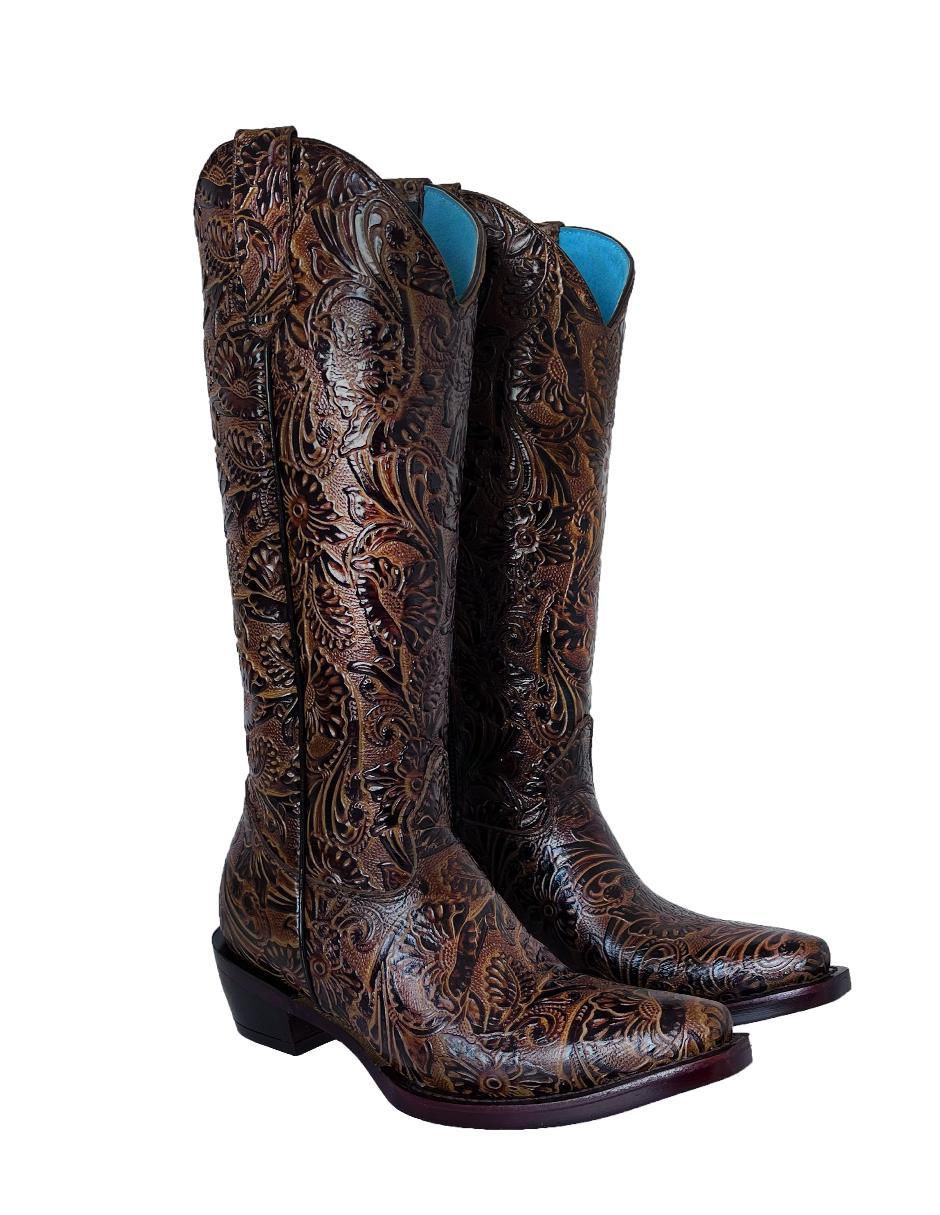 Bota cowboy abajo de la rodilla BDP Botas de Pedro de piel para mujer
