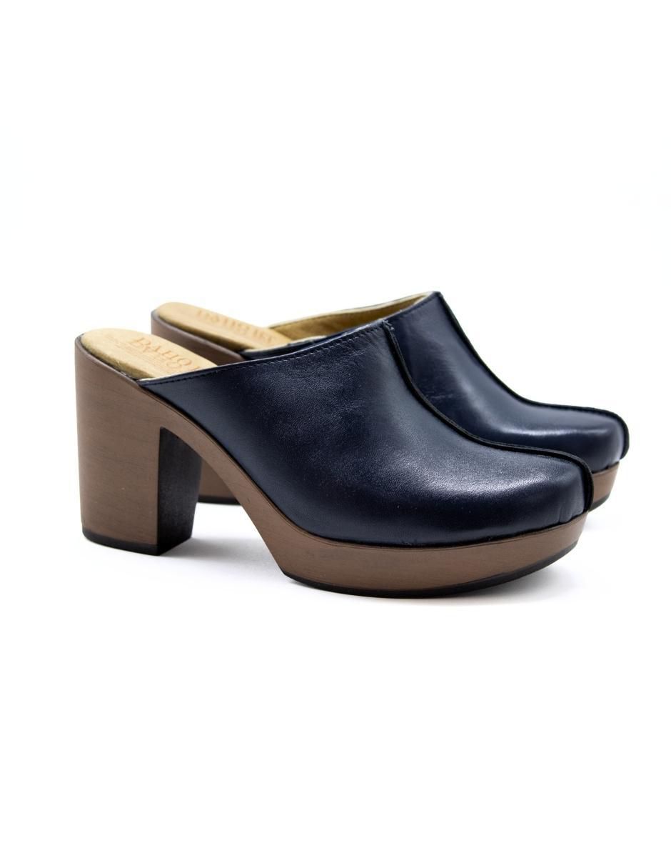 Zueco Dahort de piel para mujer