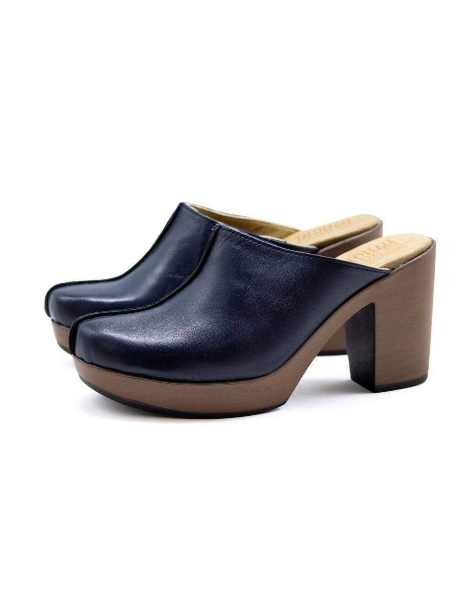 Zueco Dahort de piel para mujer