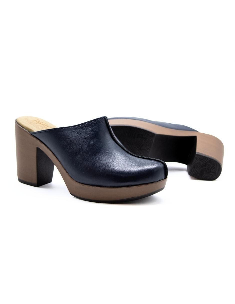 Zueco Dahort de piel para mujer