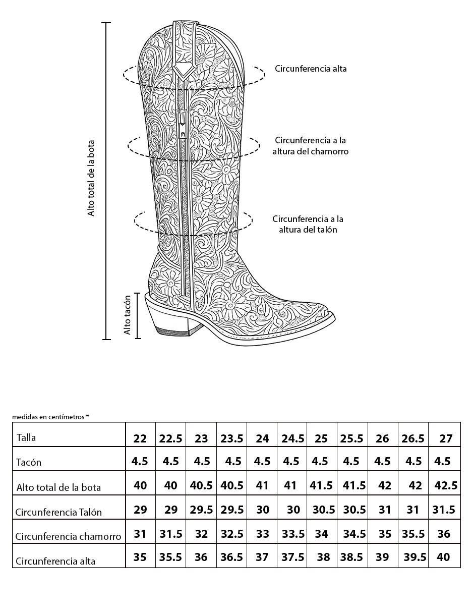 Bota cowboy abajo de la rodilla BDP Botas de Pedro de piel para mujer