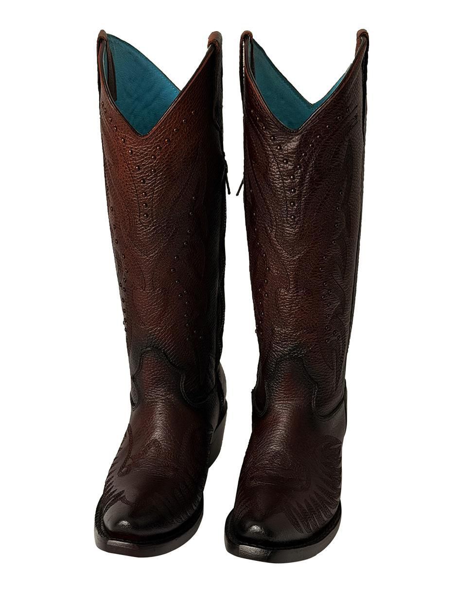 Bota cowboy abajo de la rodilla BDP Botas de Pedro de piel para mujer