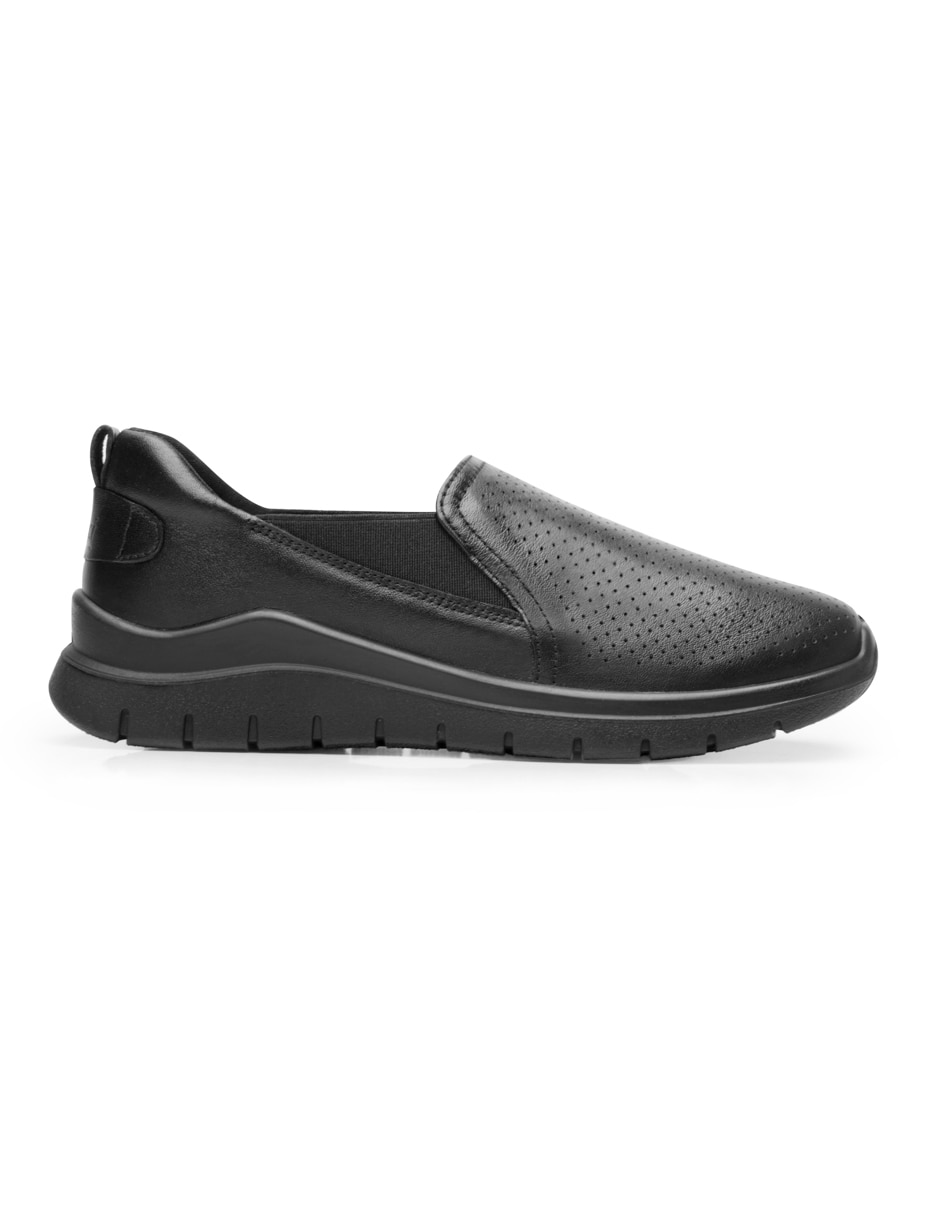 Mocasín flexi de piel para mujer