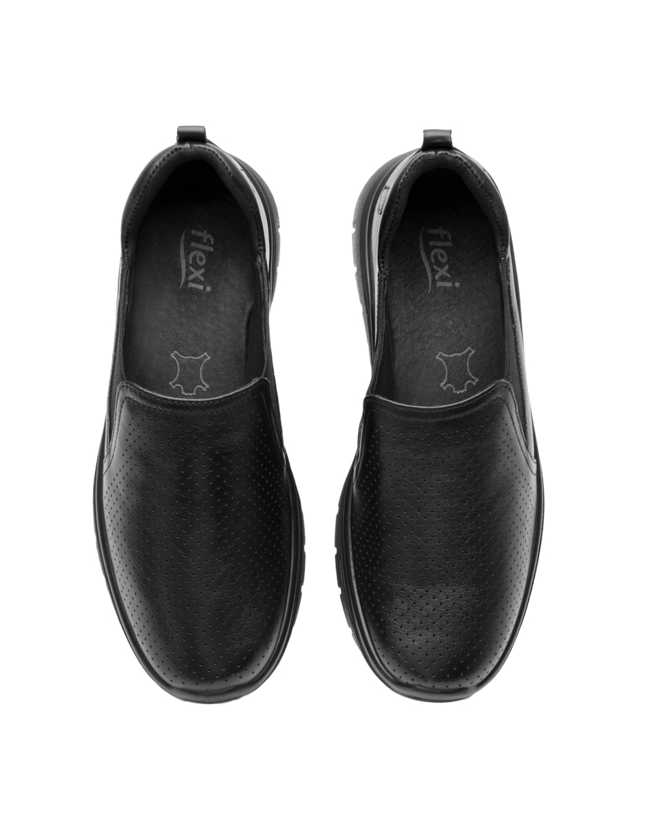 Mocasín flexi de piel para mujer