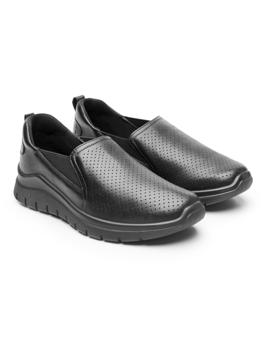 Mocasín flexi de piel para mujer