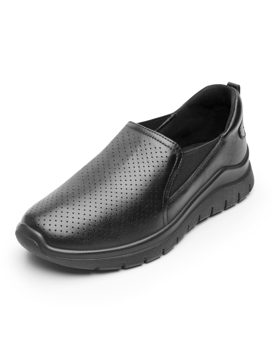 Mocasín flexi de piel para mujer