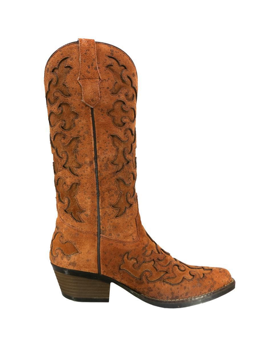 Bota cowboy abajo de la rodilla Texaban Western de piel para mujer
