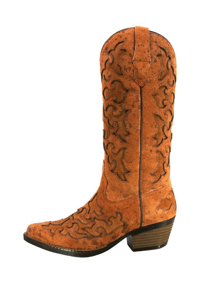 Bota cowboy abajo de la rodilla Texaban Western de piel para mujer