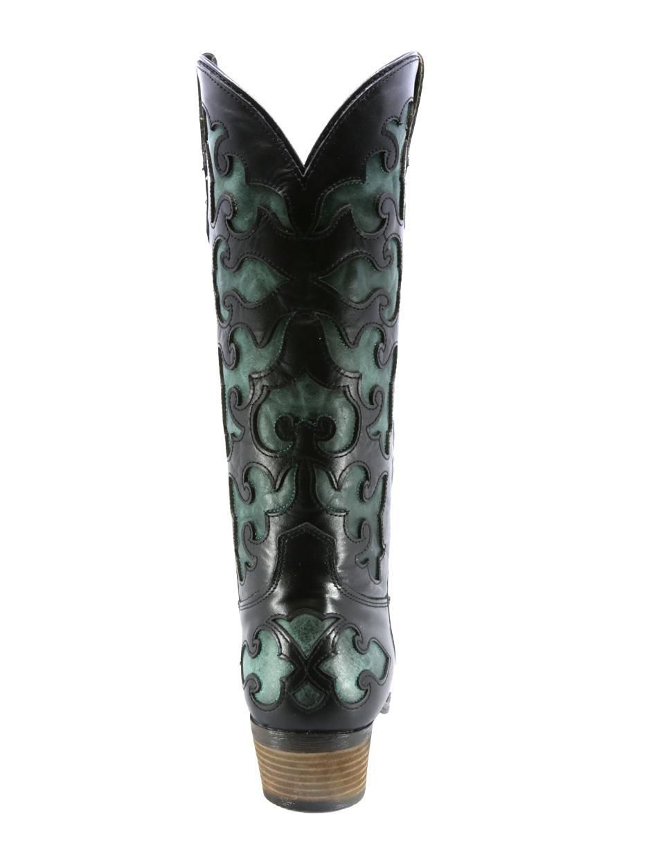 Bota cowboy abajo de la rodilla Texaban Western de piel para mujer