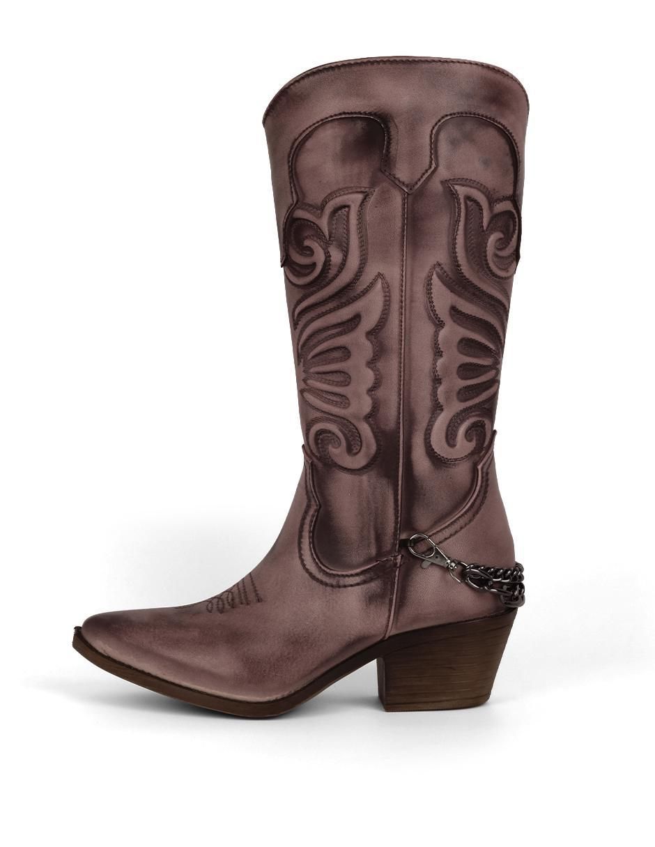 Bota cowboy abajo de la rodilla de piel vegana para mujer Bota cowboy abajo de la rodilla de piel vegana para mujer