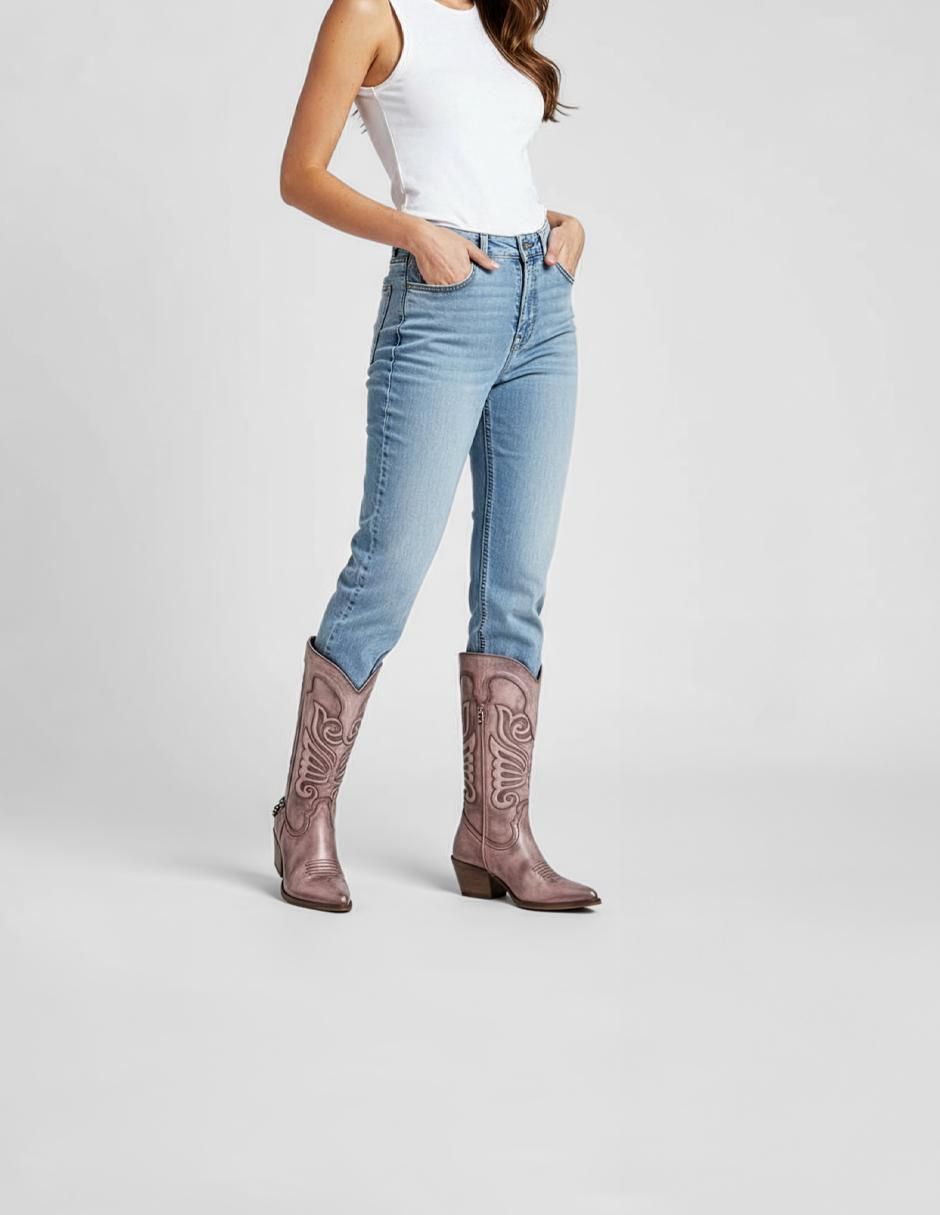 Bota cowboy abajo de la rodilla Rbcollection de piel vegana para mujer