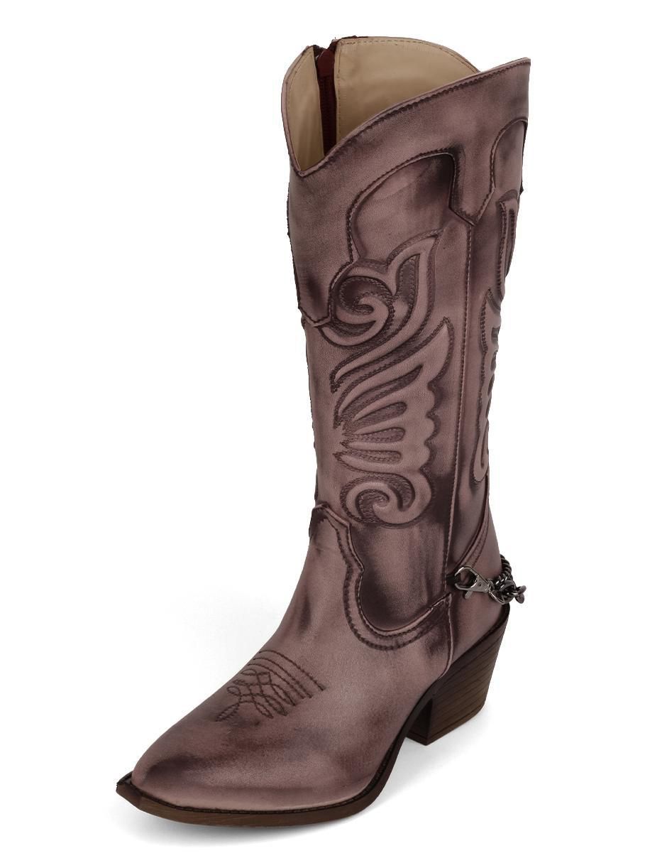 Bota cowboy abajo de la rodilla Rbcollection de piel vegana para mujer