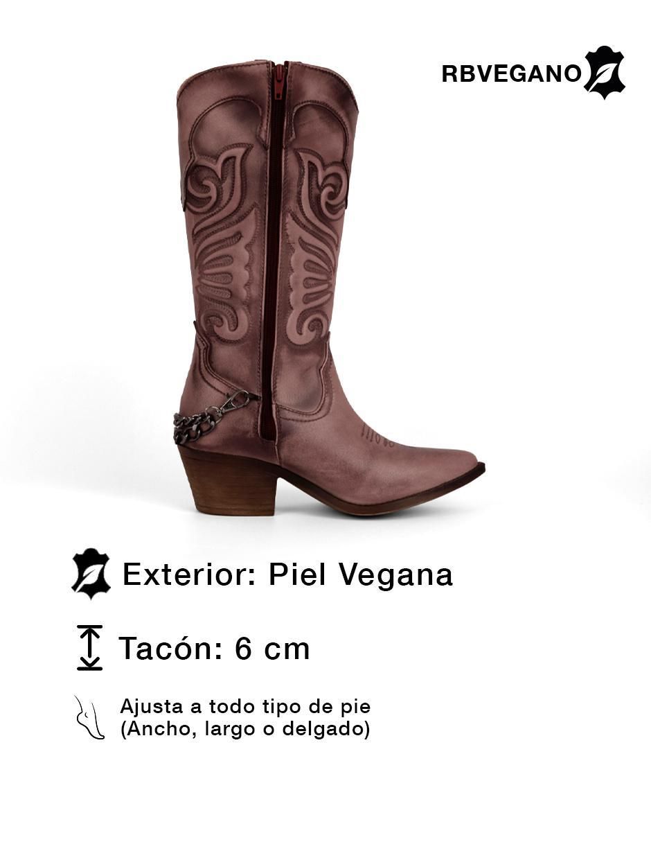 Bota cowboy abajo de la rodilla Rbcollection de piel vegana para mujer