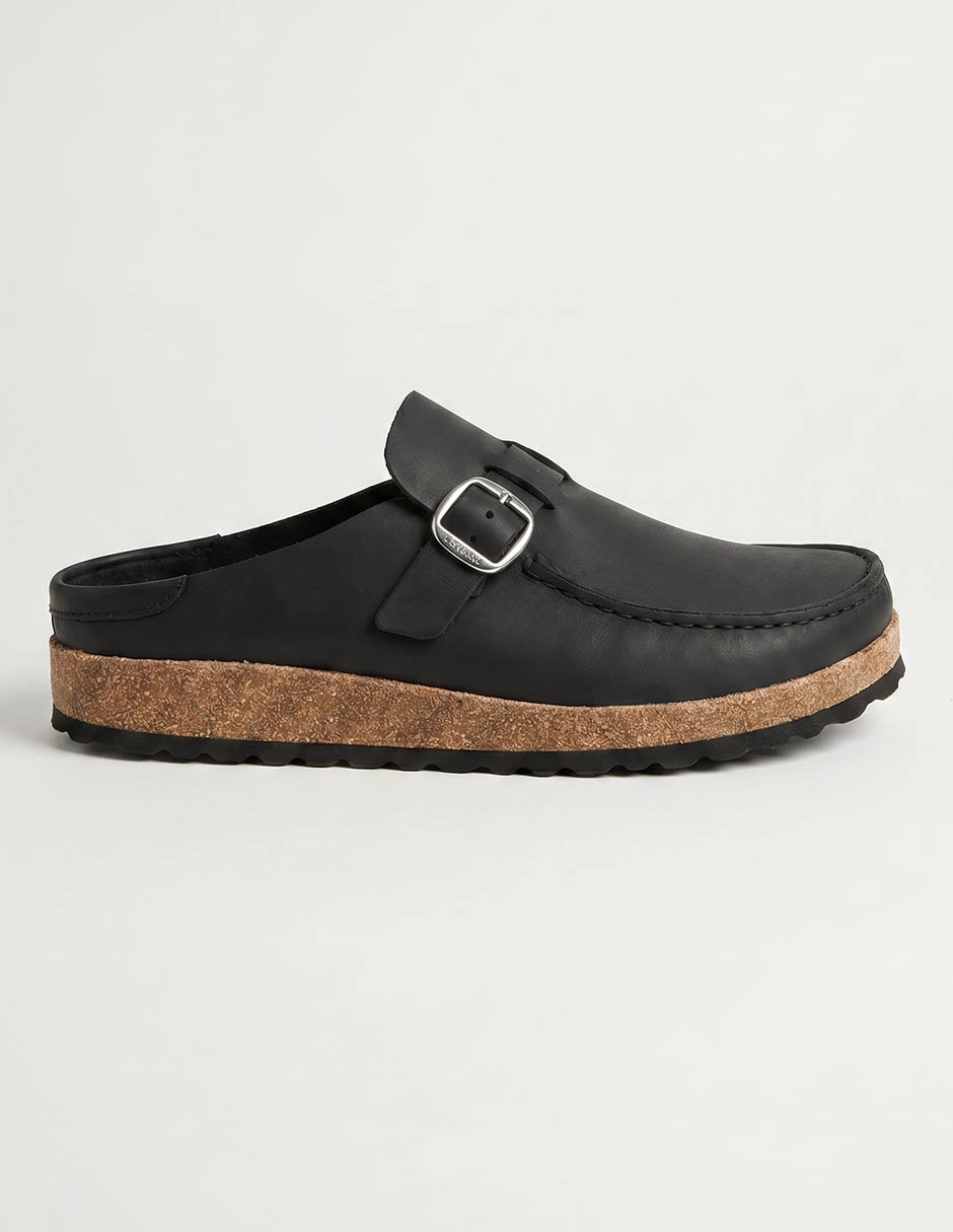 Sandalia plana birkenstock buckley big buckle leoi black para mujer