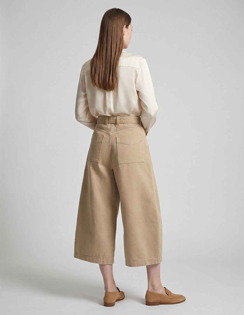 Pantalón capri amplio para mujer