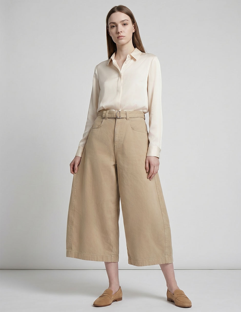 Pantalón capri amplio para mujer