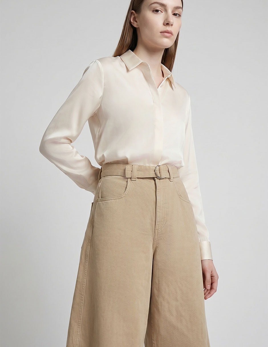 Pantalón capri amplio para mujer