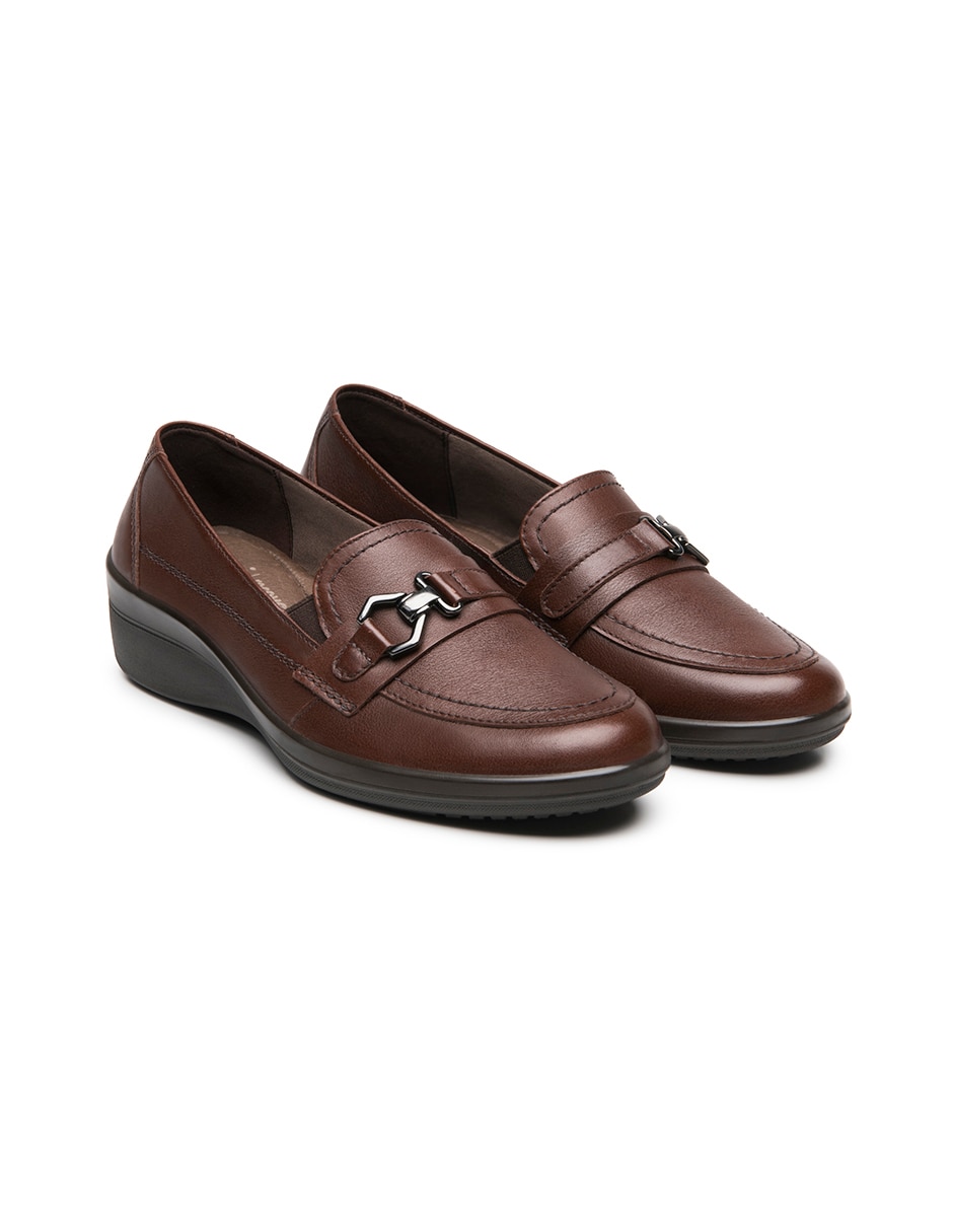 Zapato flexi casual de piel para mujer