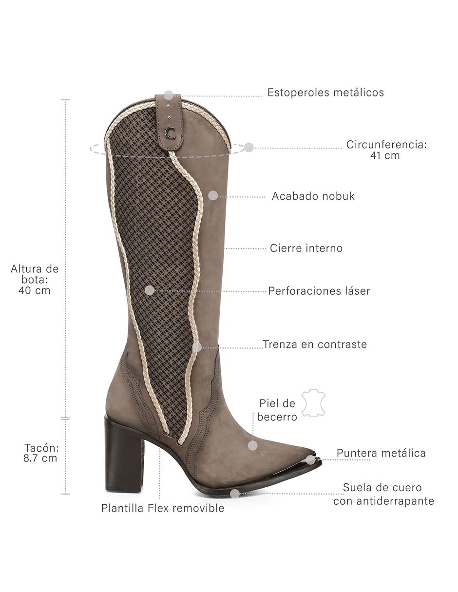 Bota abajo de la rodilla de piel para mujer 7