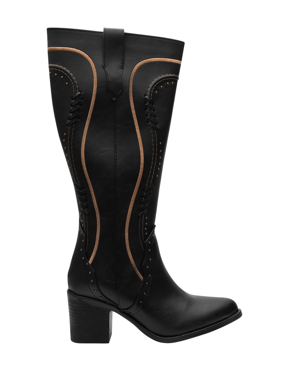 Bota cowboy abajo de la rodilla sin familia de sintético para mujer 3