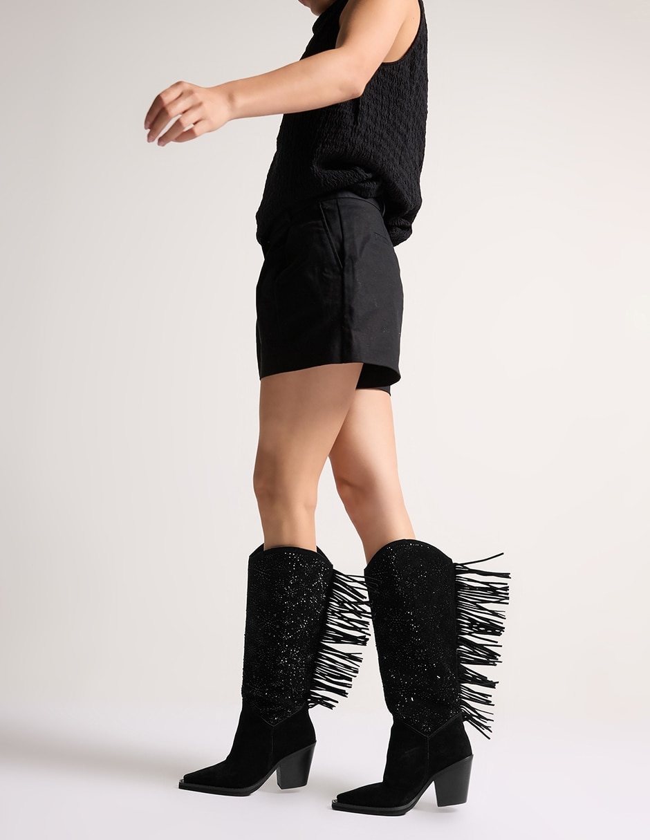 Bota media pierna de piel para mujer 5