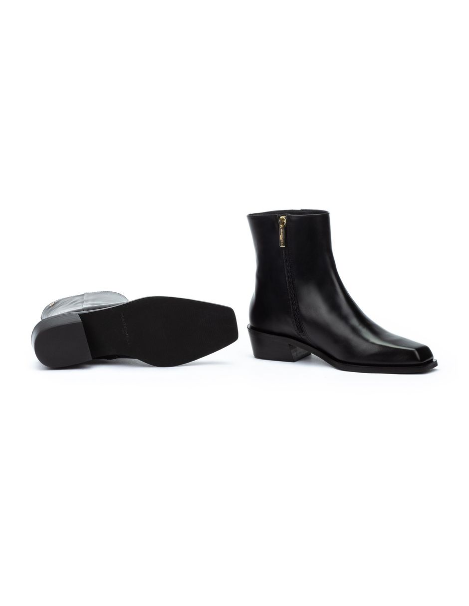 Bota media pierna de cuero para mujer 4