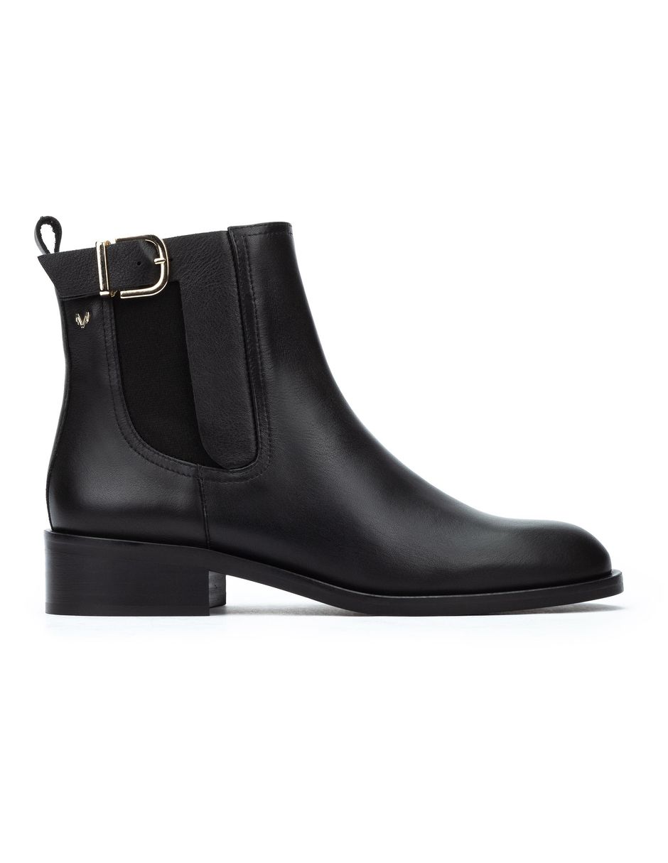 Bota media pierna de cuero para mujer