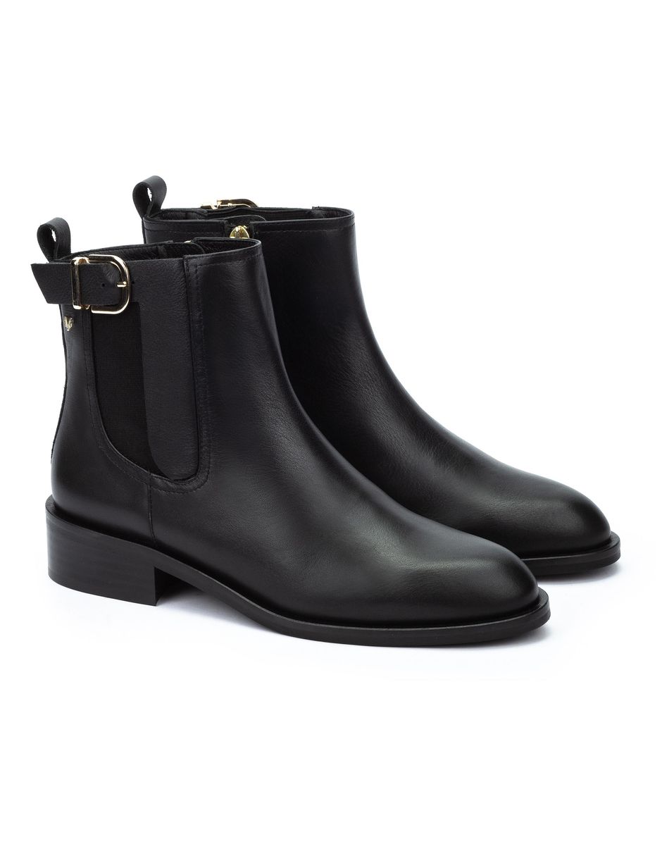 Bota media pierna de cuero para mujer